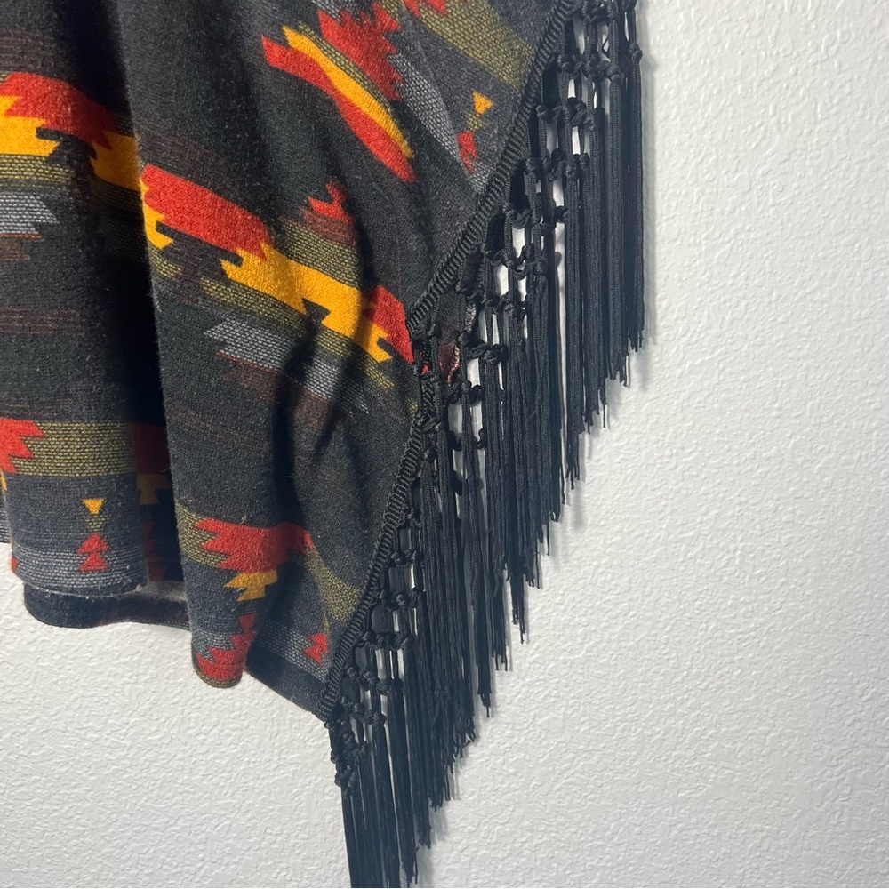 Wrangler Southwestern Fringe Cardigan Kimono Open Front Aztec Print Boho S/M - Picture 4 of 15